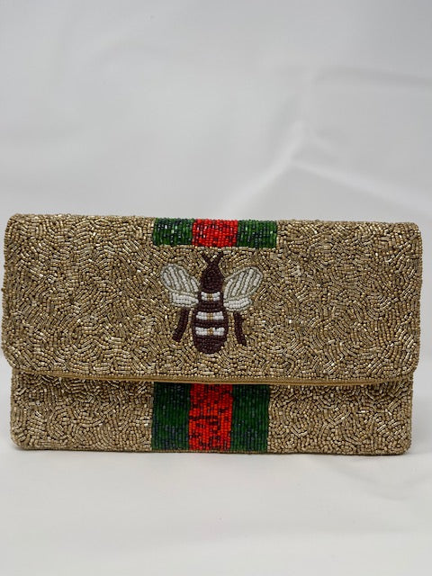 Gold Bee Indian Clutch Purse