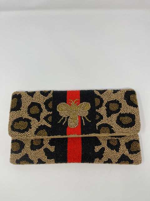 Cheetah Bee Indian Clutch Purse